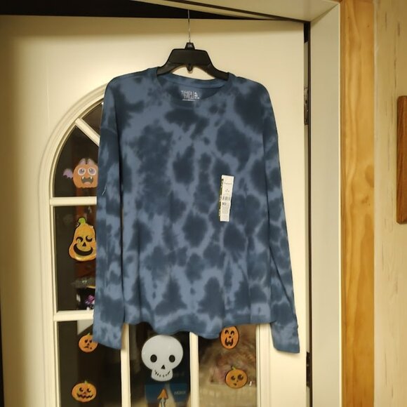 New Time And Tru Blue Tie Dye Thermal Shirt Size Women's XL 16/18 - Picture 1 of 2